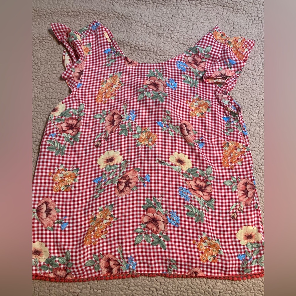 Gingham Floral Blouse